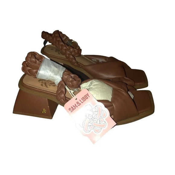 SAM & LIBBY Sz 6 Women's “Sutton” Brown Ankle Strap Block Heel Sandals NWT - Picture 3 of 7